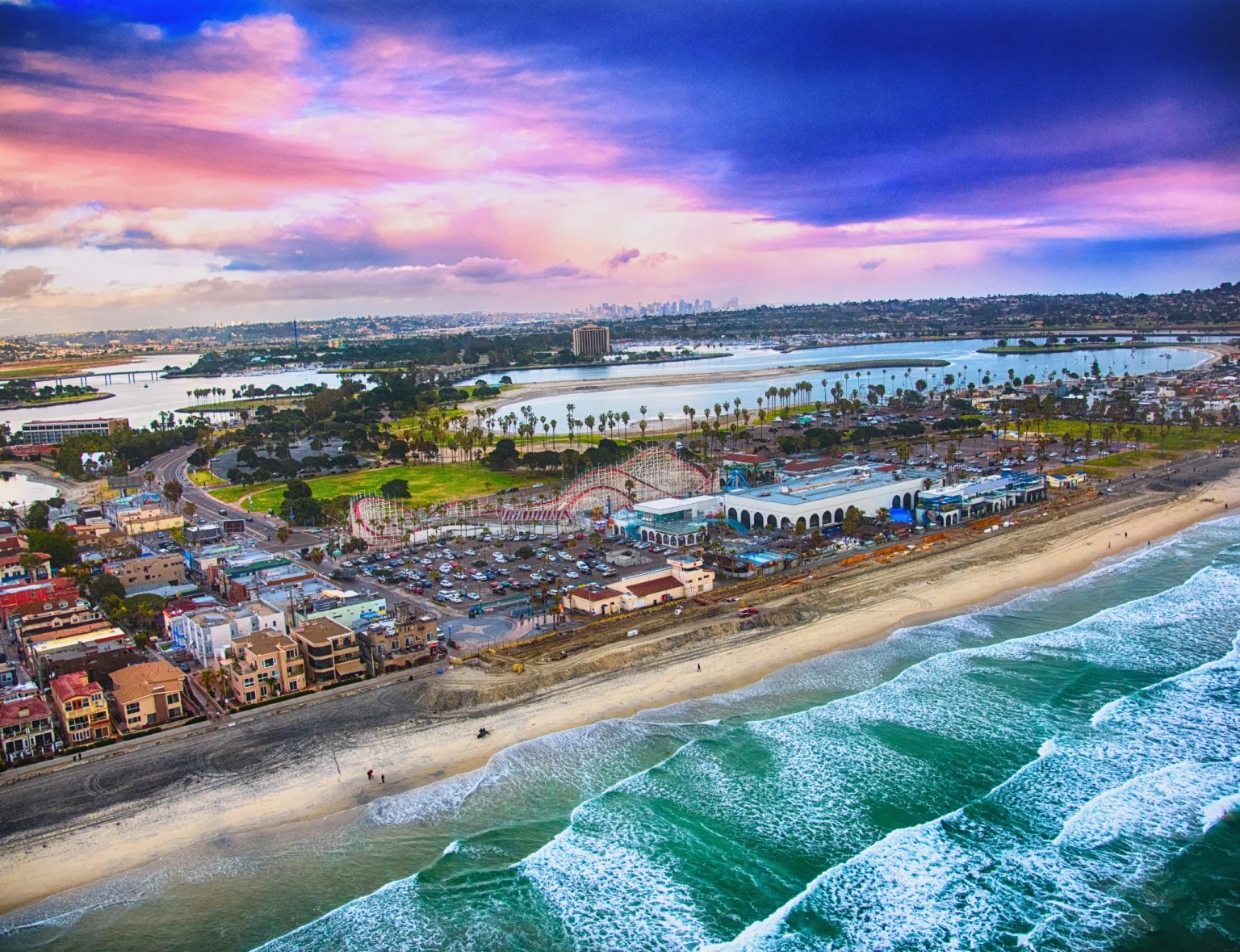 Aerial view of Mission Beach San Diego