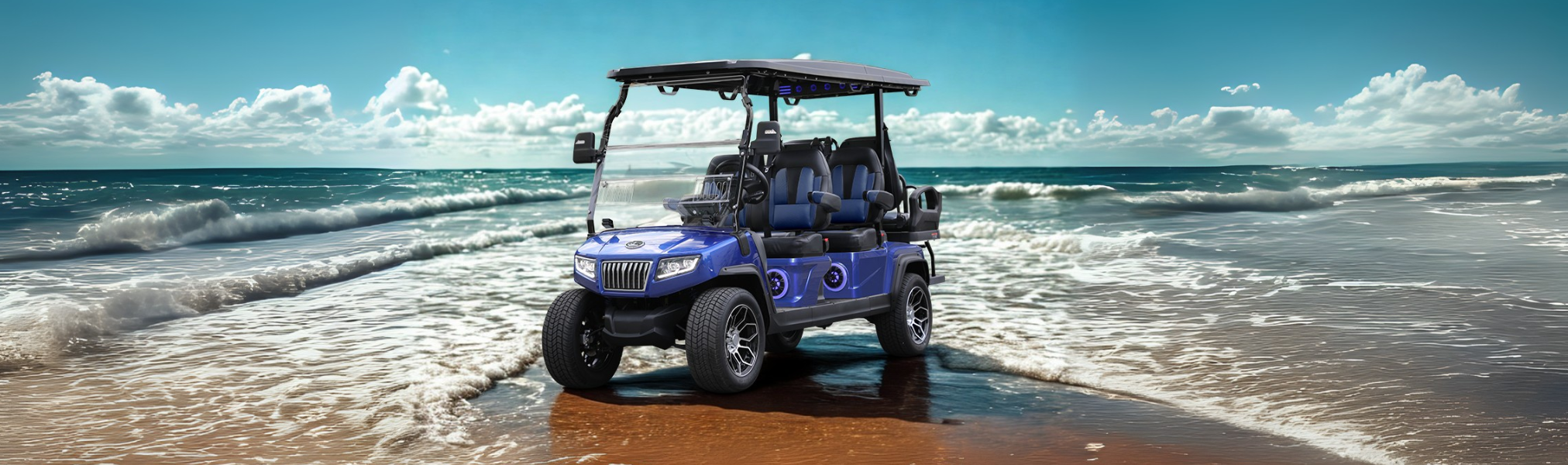 Blue 6-Seat Non-Lifted Cart